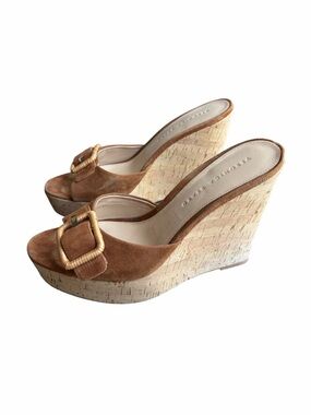 Veronica Beard Donata Leather Cork Wedge Sandal womens 8.5